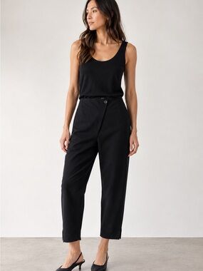 Lurdes Bergada Black Asymmetrical Zip Tapered Ankle Pants Tencel Blend Sz Medium
